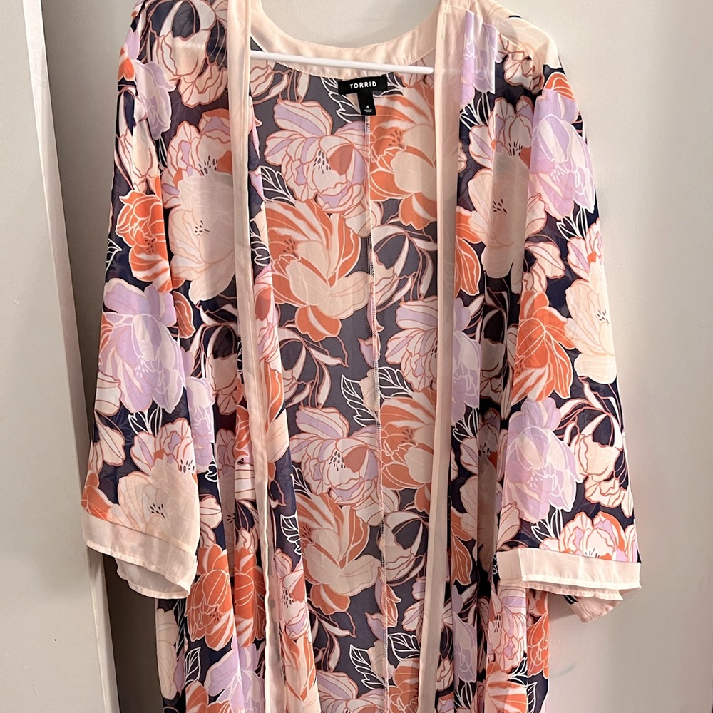 Torrid Pink Floral Kimono